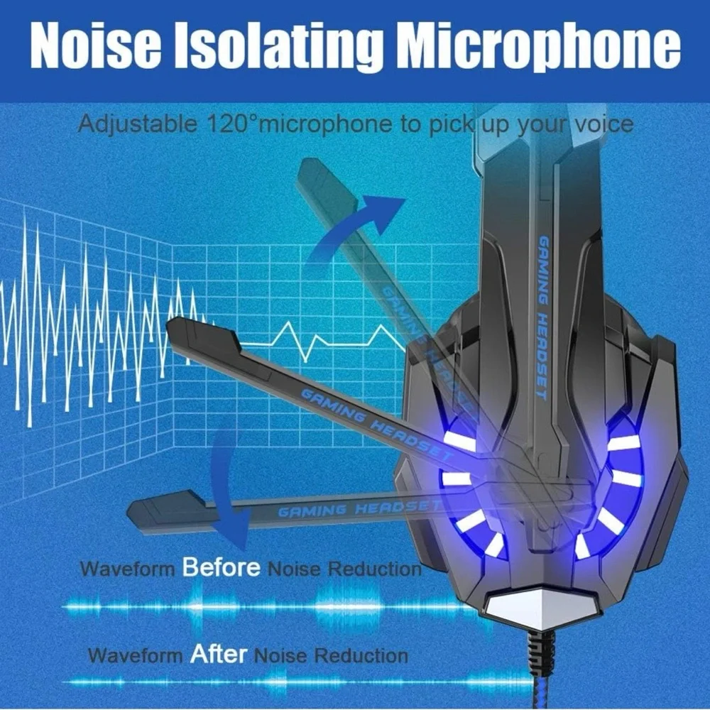 G9000 Stereo Gaming Headset for PS4 PC Xbox One PS5 Controller